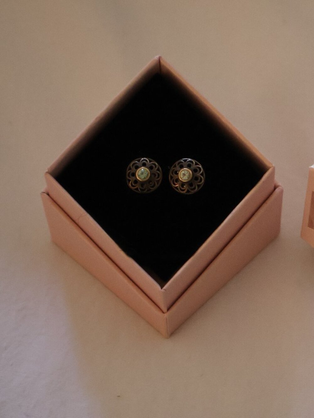 Rare Pandora Spinel 14K & SS Vintage Allure Stud Earrings
